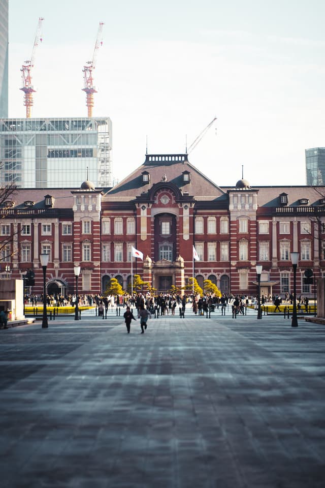 Travellers moving through Tokyo Station